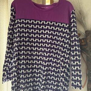 Kim Rogers Purple Geometric Long Sleeve Top
